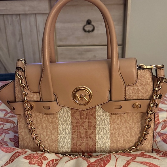Michael Kors Carmen Small Colorblock Logo Satchel Bag - Picture 1 of 9